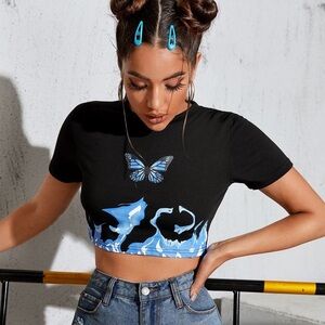 Women’s Shein Butterfly Crop Top